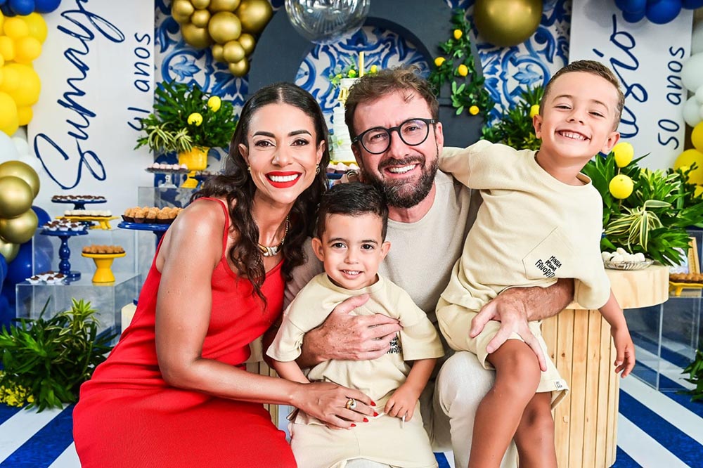Sumaya e Nísio com os filhos, Nabih e Amin