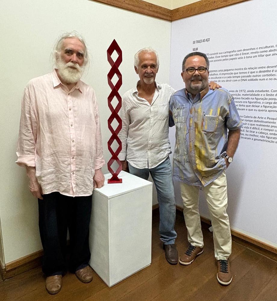 Álvaro Abreu, o escultor Vilar e o produtor cultural Manoel Goes